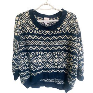 Katya Navy & White Fair Isle Knit Sweater (3/4 Sleeve)